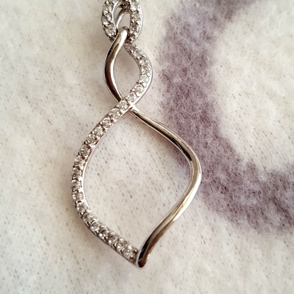 Sterling silver diamond necklace and earring set - Picture 6 of 8